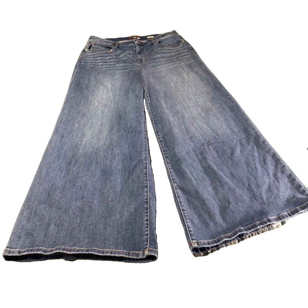 Judy Blue Palazzo Jeans 22W High Rise Wide Leg Stretch Denim Medium Wash - Picture 2 of 12